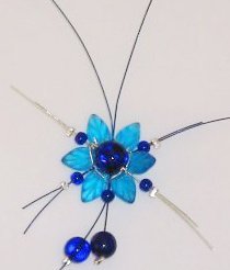 Laura Hounam WOA: Flower pendant , glass beads and coloured tiger tail