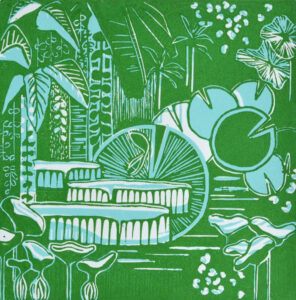 Sally-Anne Stewart OAS: 'Botanic Garden' linocut print