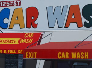 Marjorie Collins OAS: CAR WASH Acrylic on canvas 30 x 40 cm