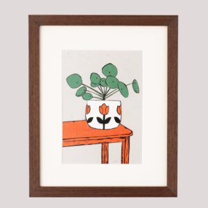 Esther Rolls: Chinese Money Plant Print Copied From Original Lino Print By Esther Rolls
