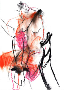Jill Colchester OAS: If Only You Knew - Nude on a Chair. Charcoal and pastel. A2