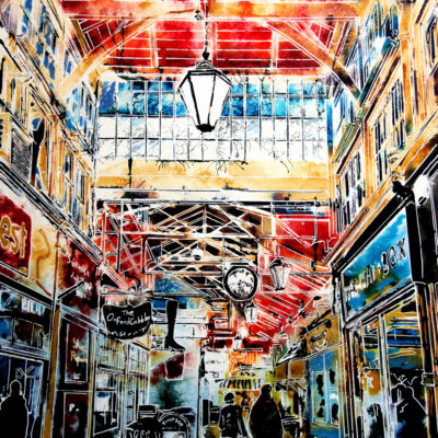Covered Market - ©2025 - Cathy Read - 50 x 40 cm - Watercolour and acrylic ink