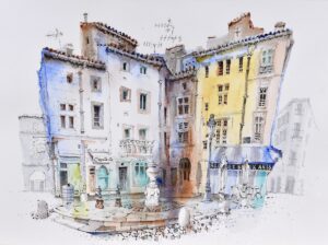 Paul Tomlinson OAS: La Place Aux Herbes, Nimes