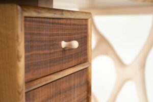 Theo Silkstone: Close-up detail of a bespoke desk made by Theo Silkstone