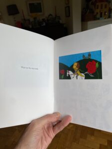 Lizzie Waterfield: 'Wait to be Rescued' a page from How to be a Fairytale Princess, Artist's Book 2005
