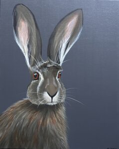 Melanie Charles: Fern the hare acrylic on canvas