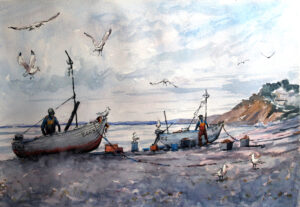 Daniel Blackmore: Fishermen of Budleigh Salterton, £100
