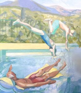 Deborah Williams OAS: Summer Holidays, France (detail) (acrylic and collage)