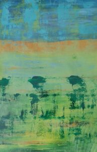 Gillian Skyte: 'From the Train'    Acrylics     30cmx40cm framed    £40