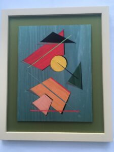 Gabriella Blakey OCG: Gabriella Blakey  'University Graduation No.1' - Marquetry: Coloured veneer inlaid wood panel