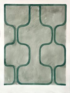 Lavinia Gallie: Green Shapes : watercolour; 75 x 56 cms