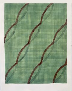 Lavinia Gallie: Green and brown diagonals:  75 x 54 cms