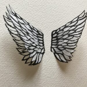 Lizzie Waterfield: Angel Wings, print and paper collage, 2021 (sold)