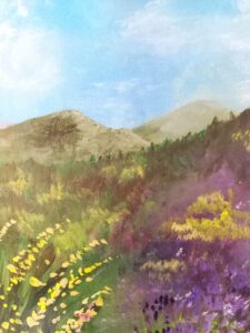 Ruth Harris (Catkin Studio): "Heather and Gorse" by Ruth Harris | Catkin Tree Studio - £65, approx 20x25cm plus frame.
