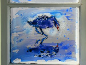 Sue Eves SOA: I AM a Swan (detail) Bottom Light of a 3-light window