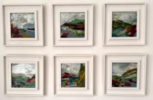 Rachel Gabriel: I Dream of the Sea - collage and acrylic painting on wooden board, presented in St Ives frames