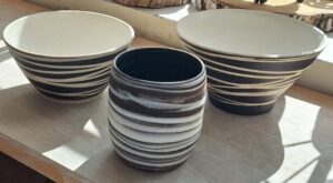 Jen Tricker: orbit bowls and spun pot