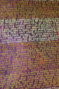 Victoria Kearney: Poem painted by hand on a canvas. promoting self value.