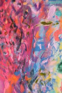 Victoria Kearney: Triptych abstract painting close up image.