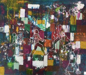 Carlos Caban: Walking on Colours - Acrylic on Box Canvas