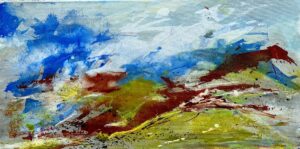 Karen Joy: In the Peak district. Ink on canvas