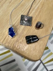 Joy Cecilia Taylor: Necklaces featuring stones - set, bezel-set, and wrapped.