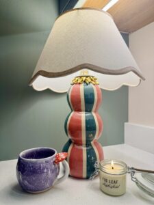 Samantha Alice: Striped lamp and mushroom mug