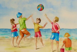 Margaret Horton: "I want to play when I'm older", watercolour, 12" by 10", framed, £80