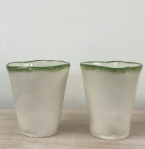 Nimmi Naidoo: green rim porcelain cups