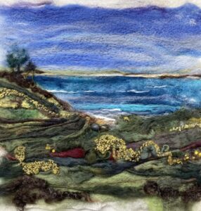 Enid Hugill: Looking towards St Martins Isles of Scilly --- Needle felting