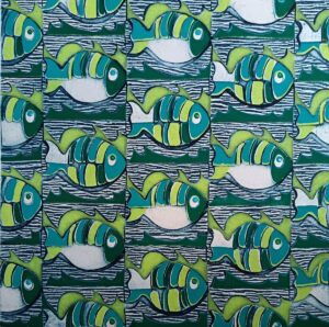 Julie Brown: Fish Chase  - reduction screenprint