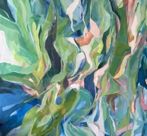 Elaine Hedges: Wanderings, oil on canvas, 150x100x1.5cm (detail)