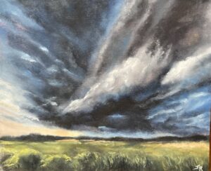 Janet Bird: ‘Approaching Storm’, oils on board, 14 x 11 inches framed, £250.00