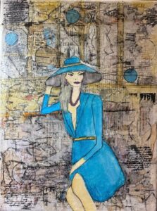 Eve-Marie Masson: ‘Refined reflections’ Mixed Media: acrylics & collage on canvas.