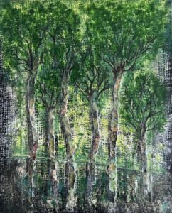 Eve-Marie Masson: ‘Where the Earth Breathes’ Mixed Media…acrylics & collage. ‘The lungs of the land where stress is dispersed’.