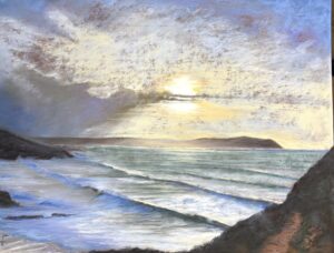 Hannah Farncombe: Pastel painting of North Cornish Coast