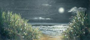 Emma Sian Pritchard: 'Shine on' £1250 acrylic painting on canvas 49" x 27" ( 124cm x 68cm ) edges painted, unframed, varnished.