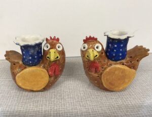 Louise Allison: Crazy chicken candlesticks