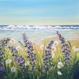 Emma Sian Pritchard: 'Perfect Day' £425 Painted on a 20" x 20" ( 50.8cm x 50.8cm ) canvas, edges painted, ready to hung, unframed.