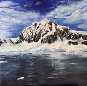 Gail Hanrahan: Antartica - acrylic on 50cm x 50cm canvas board