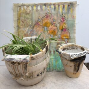 Susan O’Grady: Two Bowls with Fabric work