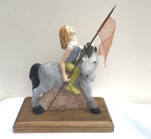 Louise Allison: Pony and rider with banner