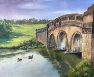 Janet Bird: ‘Bladon Bridge, Blenheim’, 12x14 inches framed, acrylics on board, £150