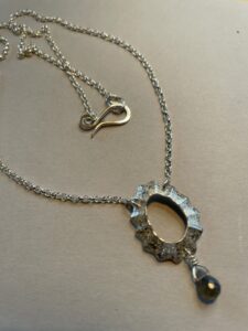 Josephine Malden: Silver limpet and Labradorite drop bead on belcher chain