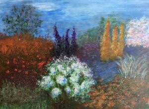 Mirjam Chappell: Oxford garden, acrylic, framed 37 x 33 cm, £85