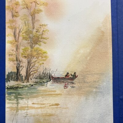 Misty lake watercolour