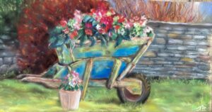 Janet Bird: ‘The Glory of the Garden’, soft pastels on Sennelier pastel card, 14 x 7 inches, £105.00