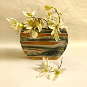 Sally Dorrity WOA: round vase, stoneware clay, dry green glaze