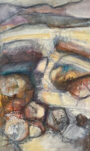 Polly Woolstone: McGillyCuddy,s Reeks - 350 x 550mm - mixed media framed - £340