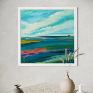 Jess Parker: Summer Heat, 30x30cm mixed media acrylic and ink on canvas board